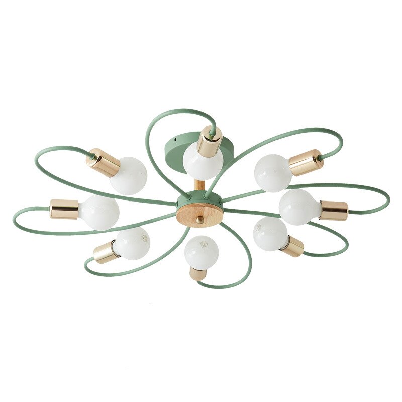 Aria Plafonnier Fleur Nordique, Metal/Verre, Vert/Gris, Chambre