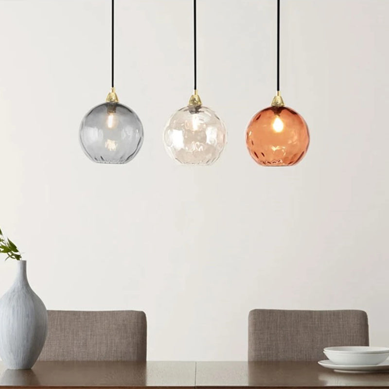 Valentina Suspension Boule Ondulation Nortique Métal/Verre Vert/Gris Salon - Neutralighting