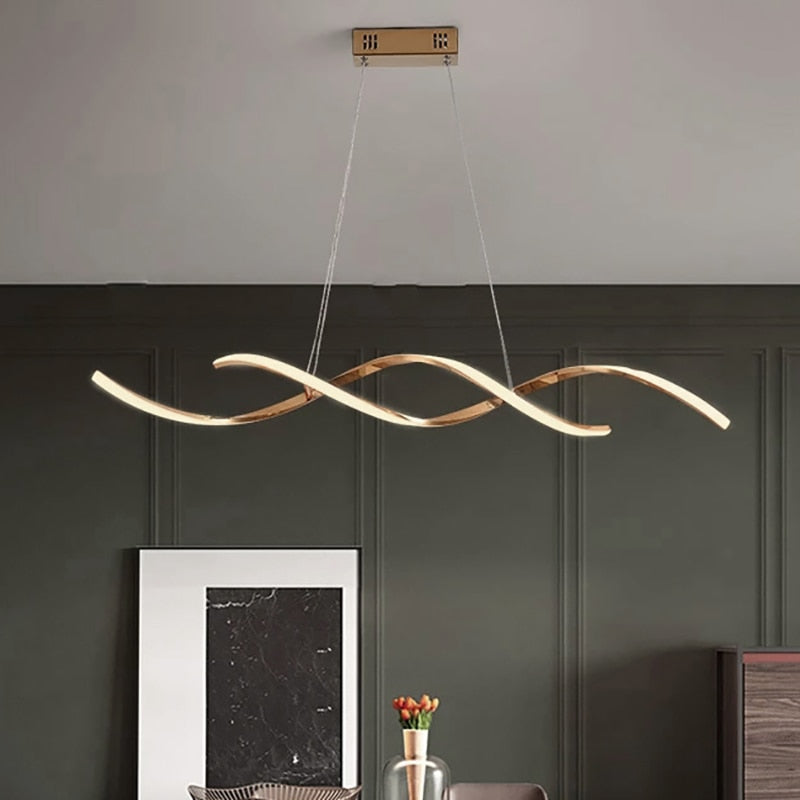 Arisha Suspension LED linéaire ondulée moderne pour la salle - Neutralighting