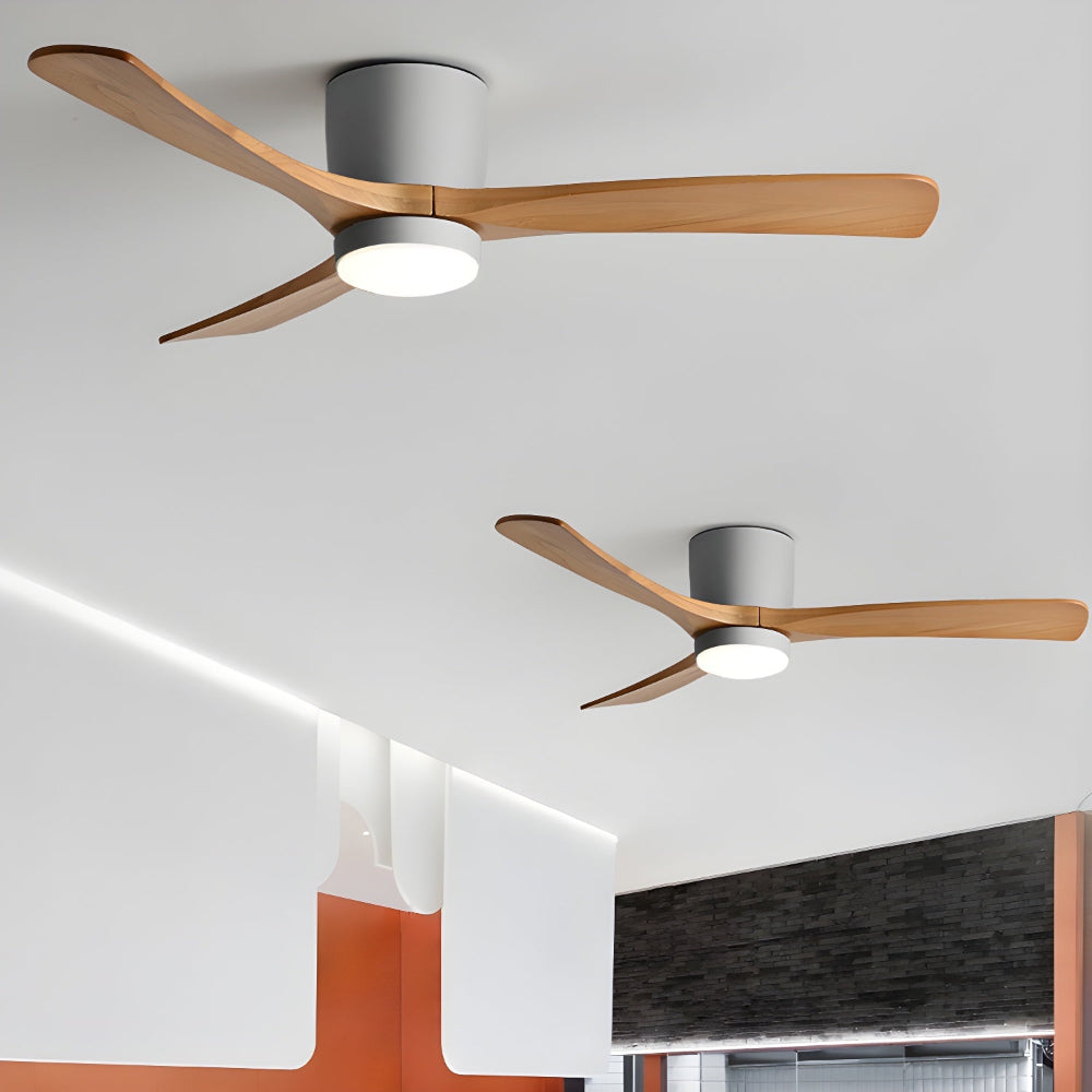 Plafonnier ventilateur moderne en bois Elena, diamètre 48 pouces, finition Bois Naturel.