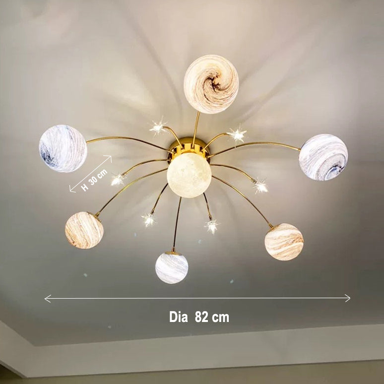 Moderne Plafonnier Boule Moderne, Verre/Métal, Doré, Salon - Neutralighting