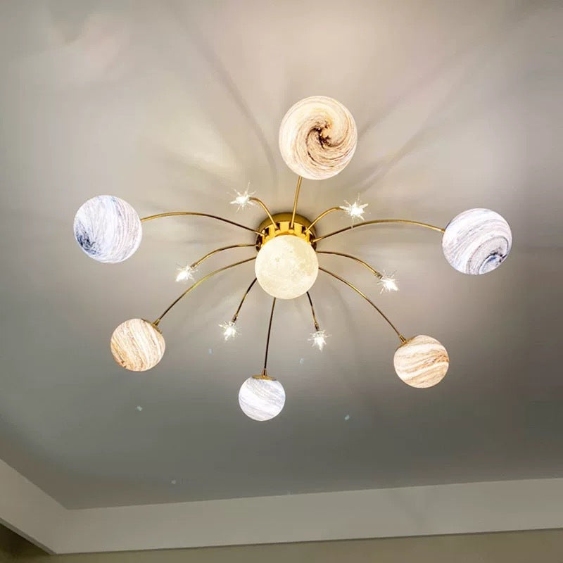 Moderne Plafonnier Boule Moderne, Verre/Métal, Doré, Salon - Neutralighting