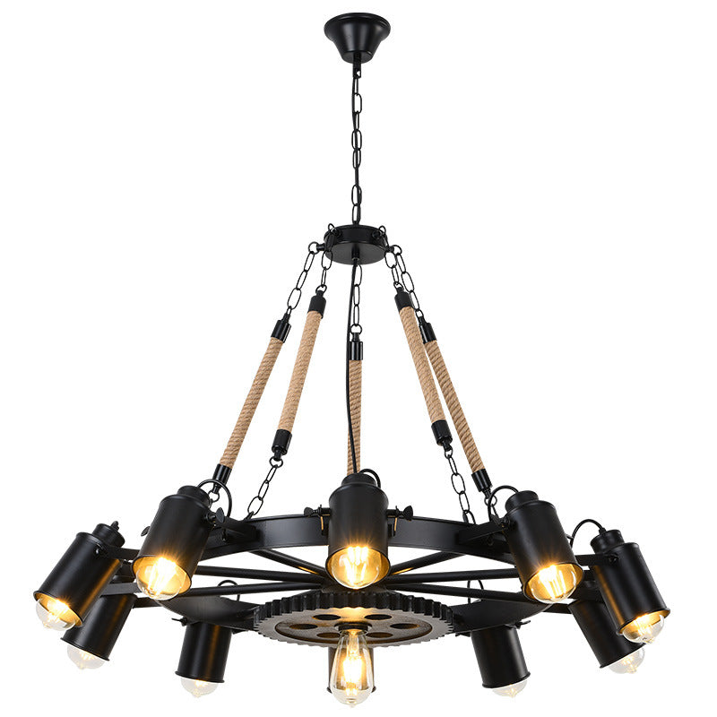 Epoch Suspension LED Industrielle Métal Noir/Corde Café/Bar - Neutralighting