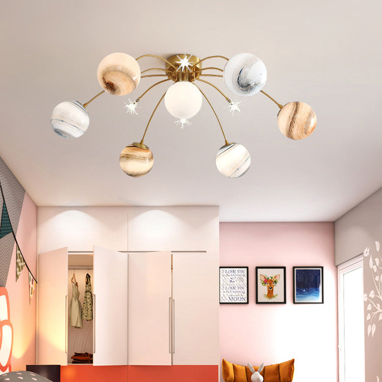 Moderne Plafonnier Boule Moderne, Verre/Métal, Doré, Salon - Neutralighting