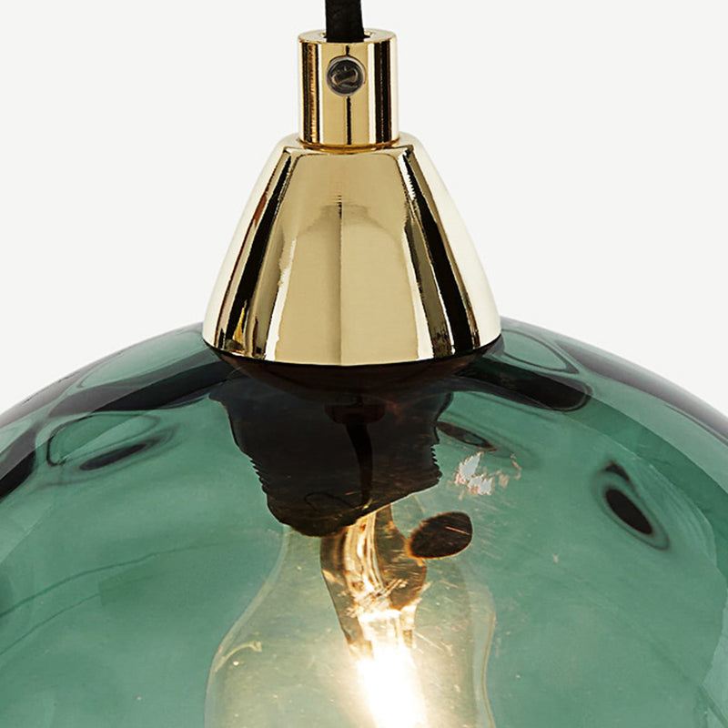Valentina Suspension Boule Ondulation Nortique Métal/Verre Vert/Gris Salon - Neutralighting
