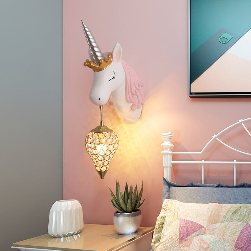 Aria Applique Murale Moderne Licorne/Fraise, Rose/Bleu, Chambre d'enfants - Neutralighting