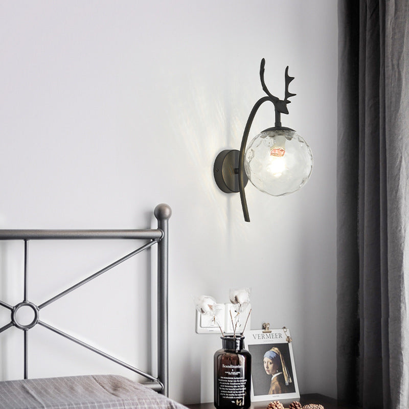 Valentina Applique Murale Bois de Cerf Art-Déco Moderne Métal/Verre Noir/Or Salon - Neutralighting