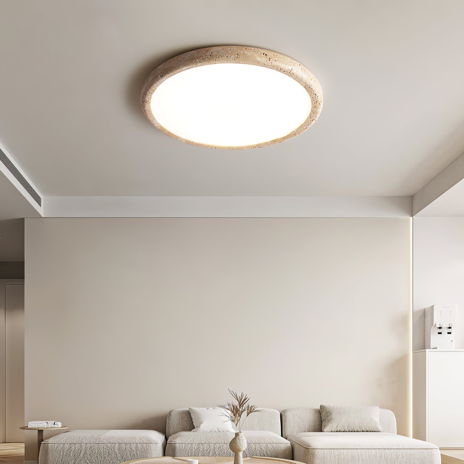 Aurrina Ring Frame Travertine Ceiling Light - Letslighting