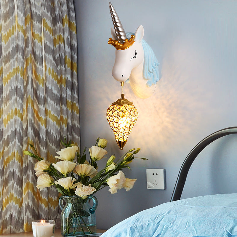 Aria Applique Murale Moderne Licorne/Fraise, Rose/Bleu, Chambre d'enfants - Neutralighting