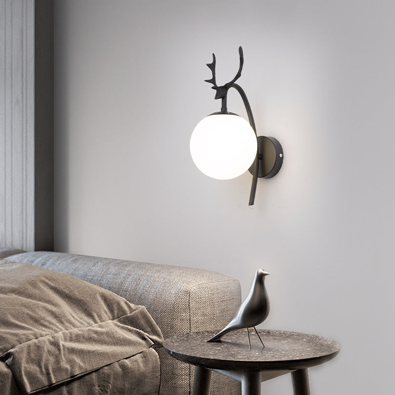 Valentina Applique Murale Bois de Cerf Art-Déco Moderne Métal/Verre Noir/Or Salon - Neutralighting