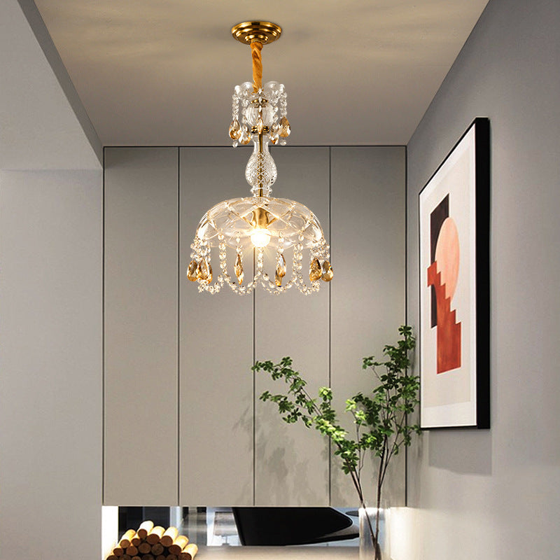 Kristy Rétro LED Cristal Rond Suspension Or Verre Chambre À Coucher - Neutralighting