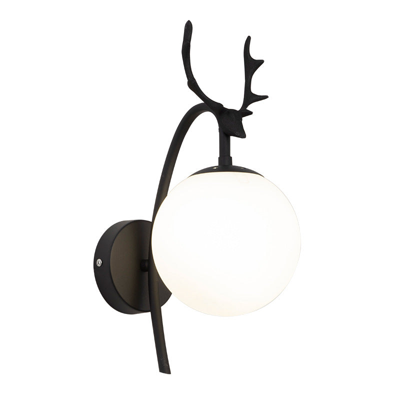 Valentina Applique Murale Bois de Cerf Art-Déco Moderne Métal/Verre Noir/Or Salon - Neutralighting