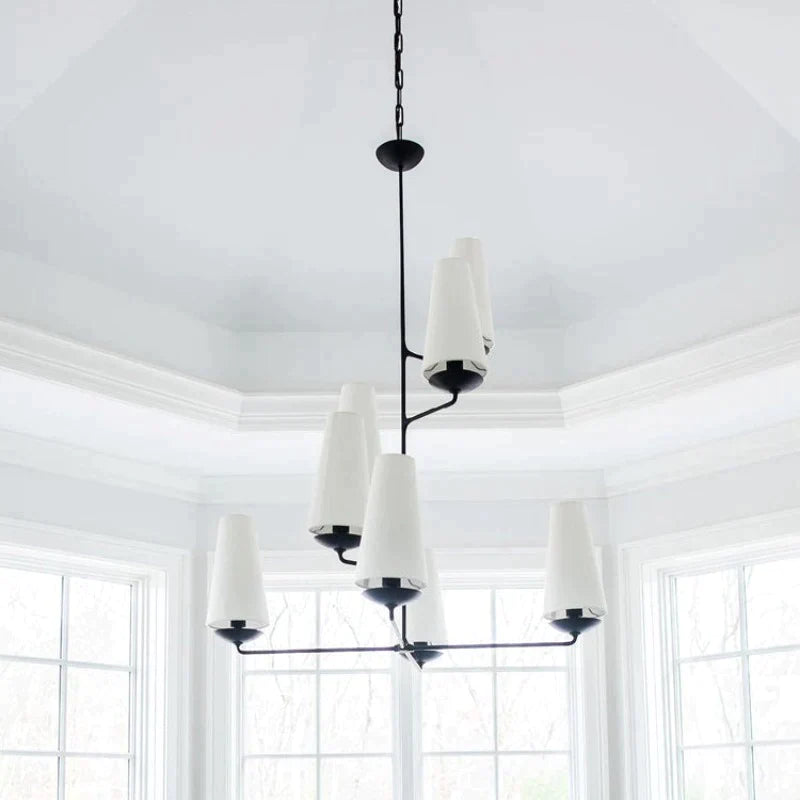 Silva Lustre LED Moderne Design, Métal/Tissu, Noir/Or, Salle à Manger