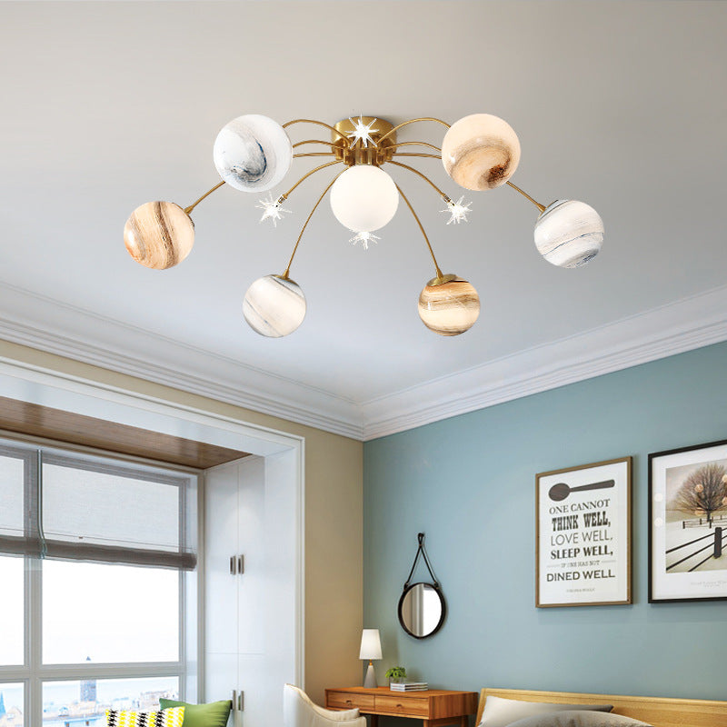 Moderne Plafonnier Boule Moderne, Verre/Métal, Doré, Salon - Neutralighting