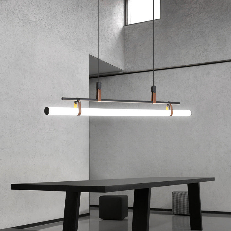 Inari Suspension Linéaire Simple. Métal/Acrylique. Noir/doré. Chambre - Neutralighting