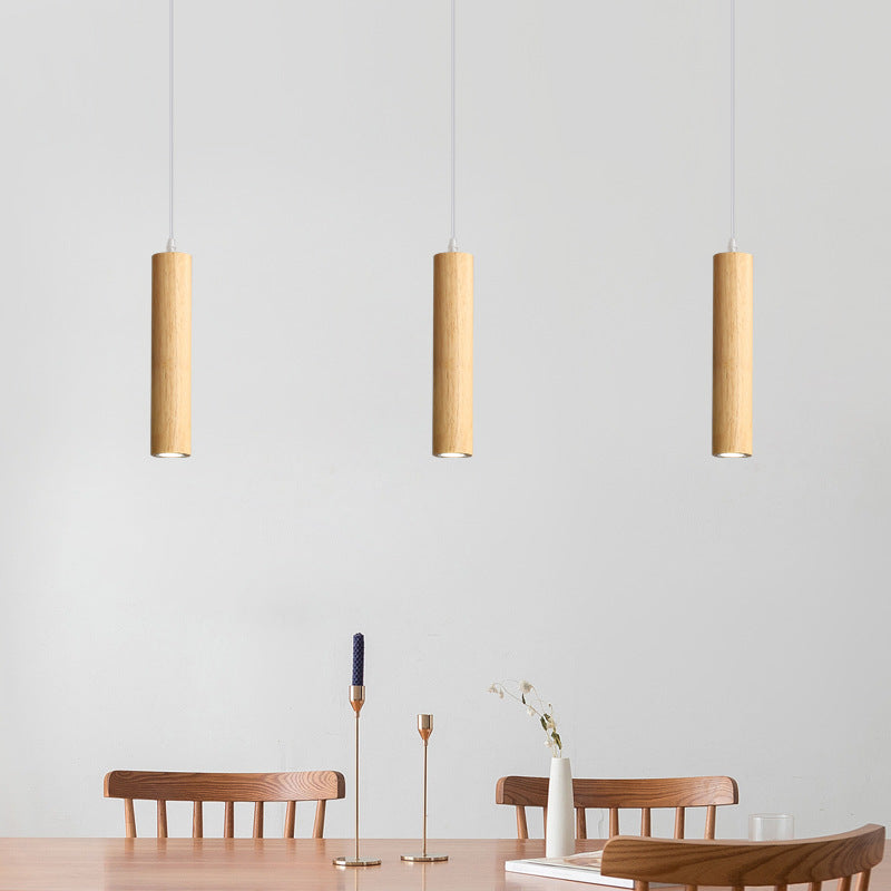 Muto Suspension Cylindre Moderne, Bois/Acrylique, Jaune/Brun, Salon - Neutralighting