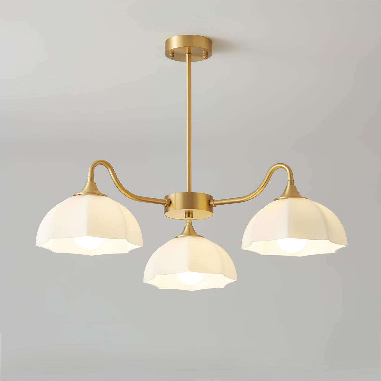 Lustra Chandelier Bol En Verre Octagonal Cuivre Français - Neutralighting