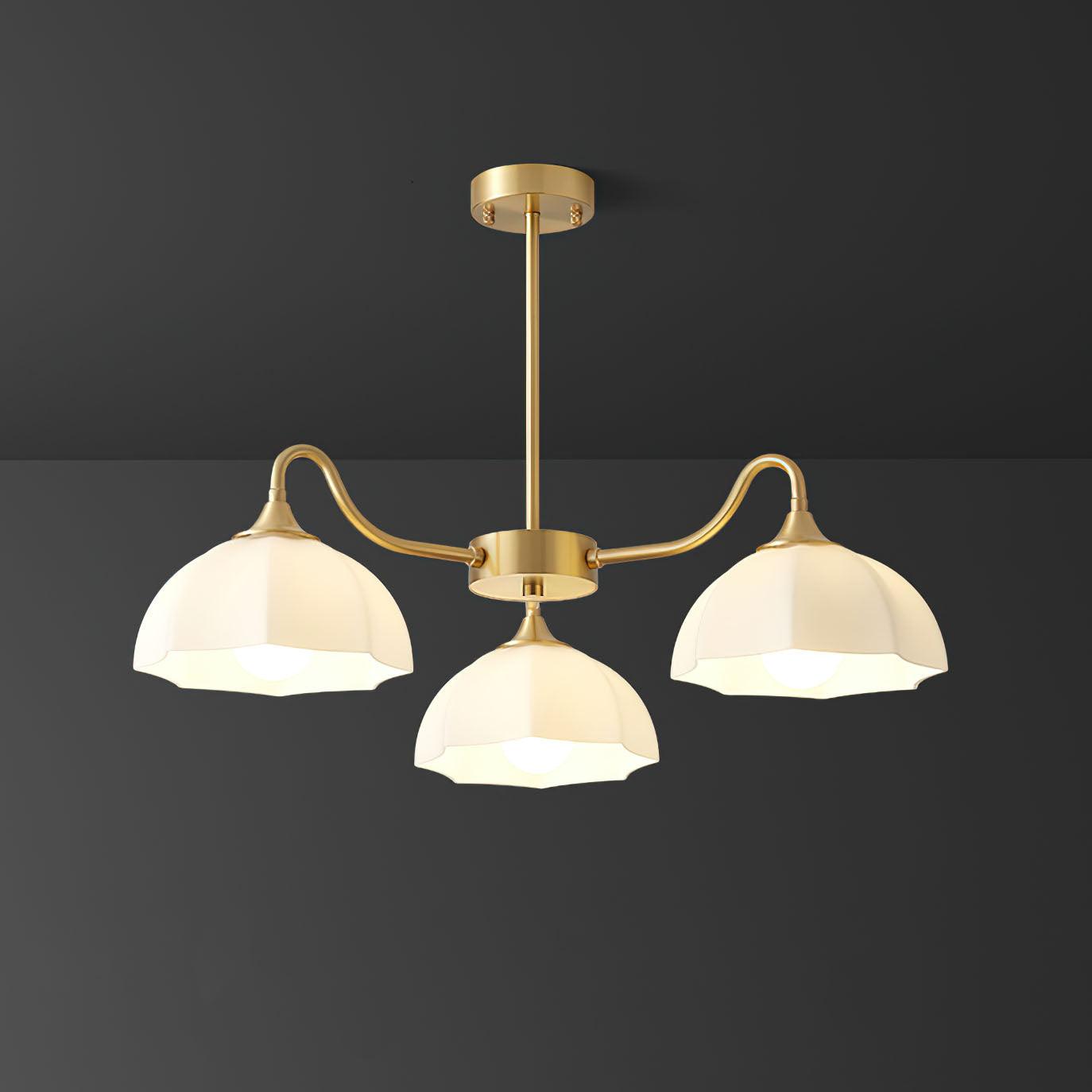 Lustra Chandelier Bol En Verre Octagonal Cuivre Français - Neutralighting