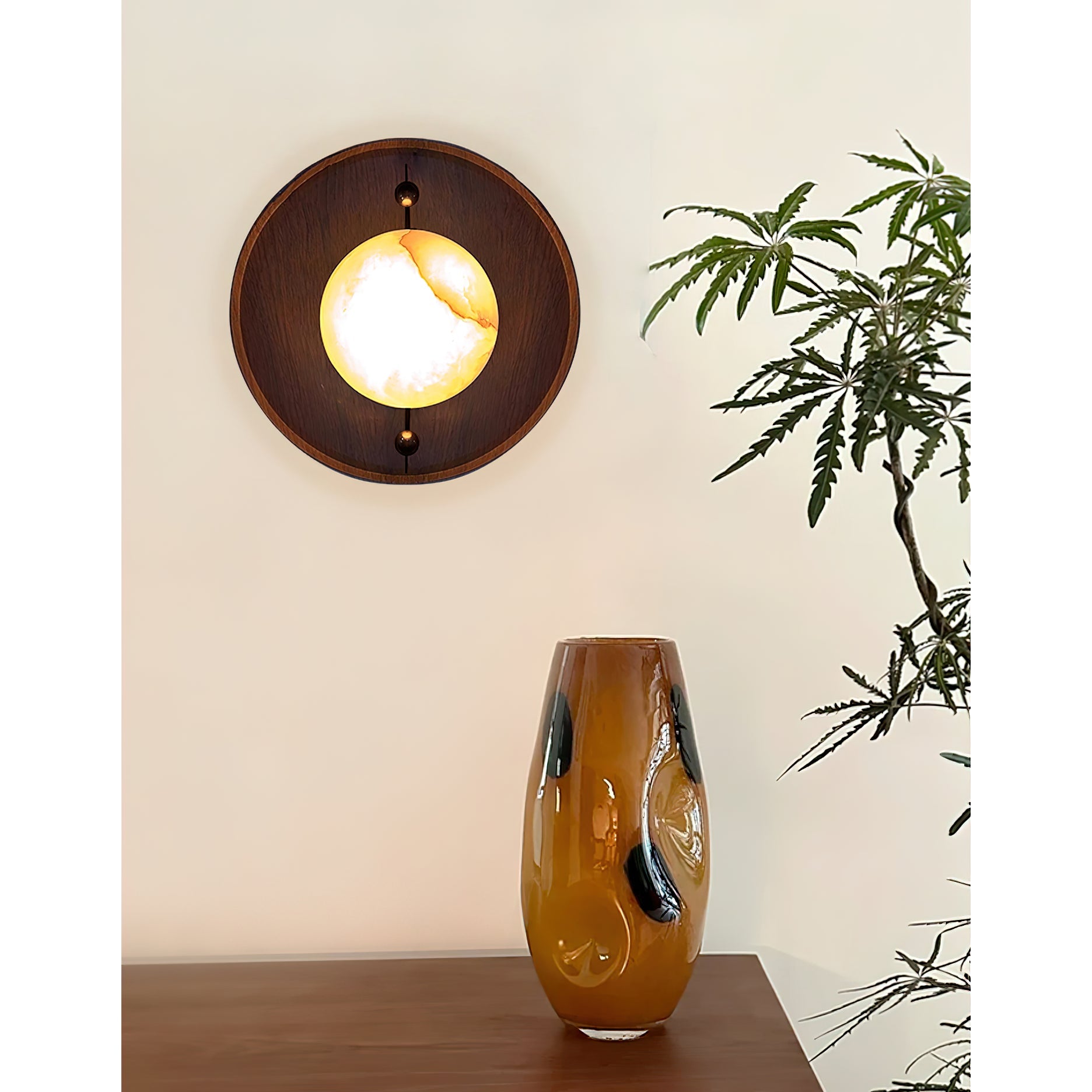 Evtala Modern Minimalist Metal Alabaster Wall Lamp - Lamp Copper