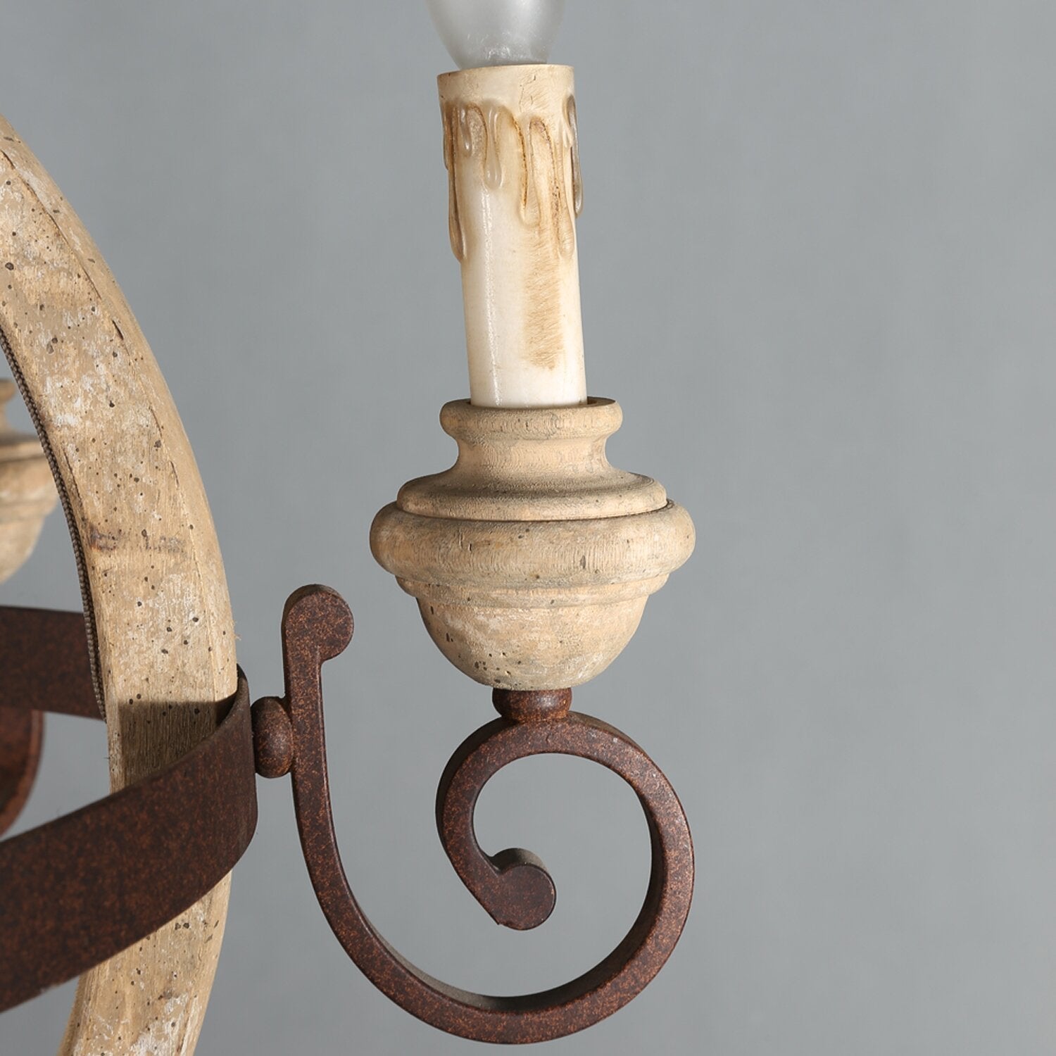 Cumaryra Traditional Hand-carved Wooden Metal Chandelier - Lamp Copper