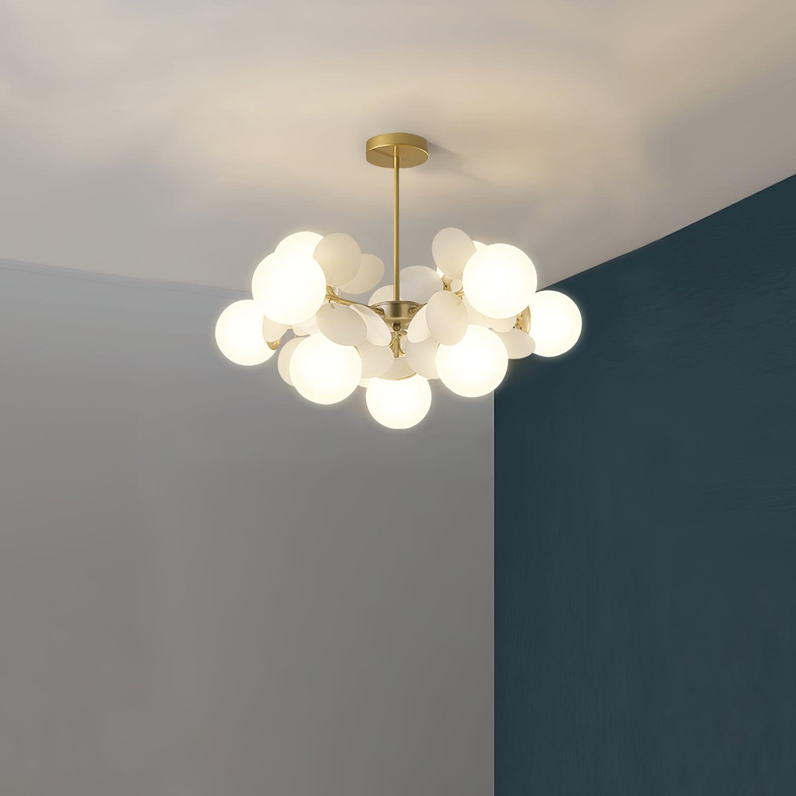 Lustra Chandelier Arbre Blanc Cassé à Huit Abat-jours Ouverts - Neutralighting