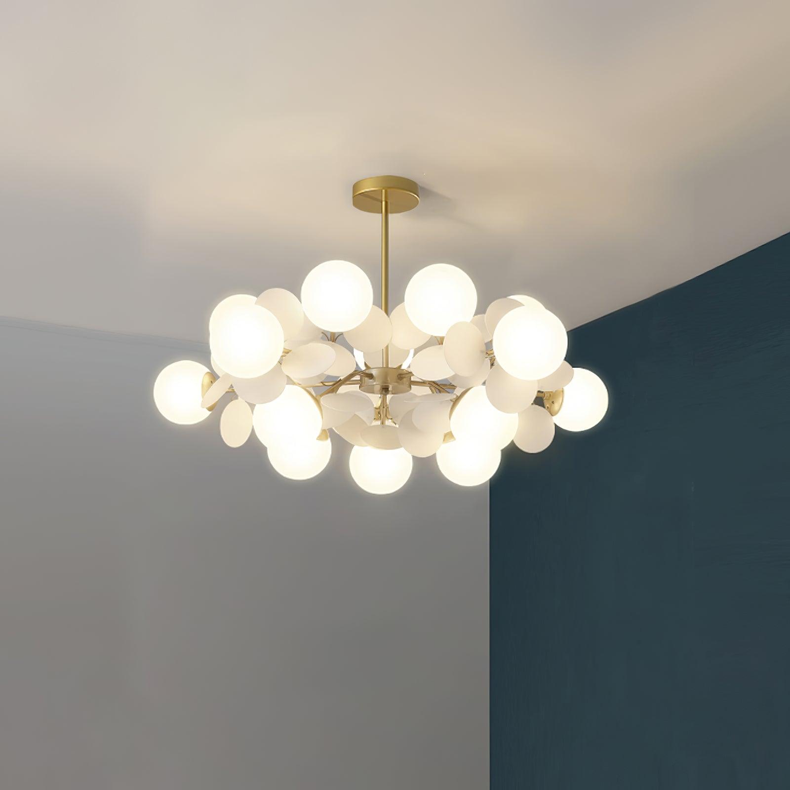 Lustra Chandelier Arbre Blanc Cassé à Huit Abat-jours Ouverts - Neutralighting