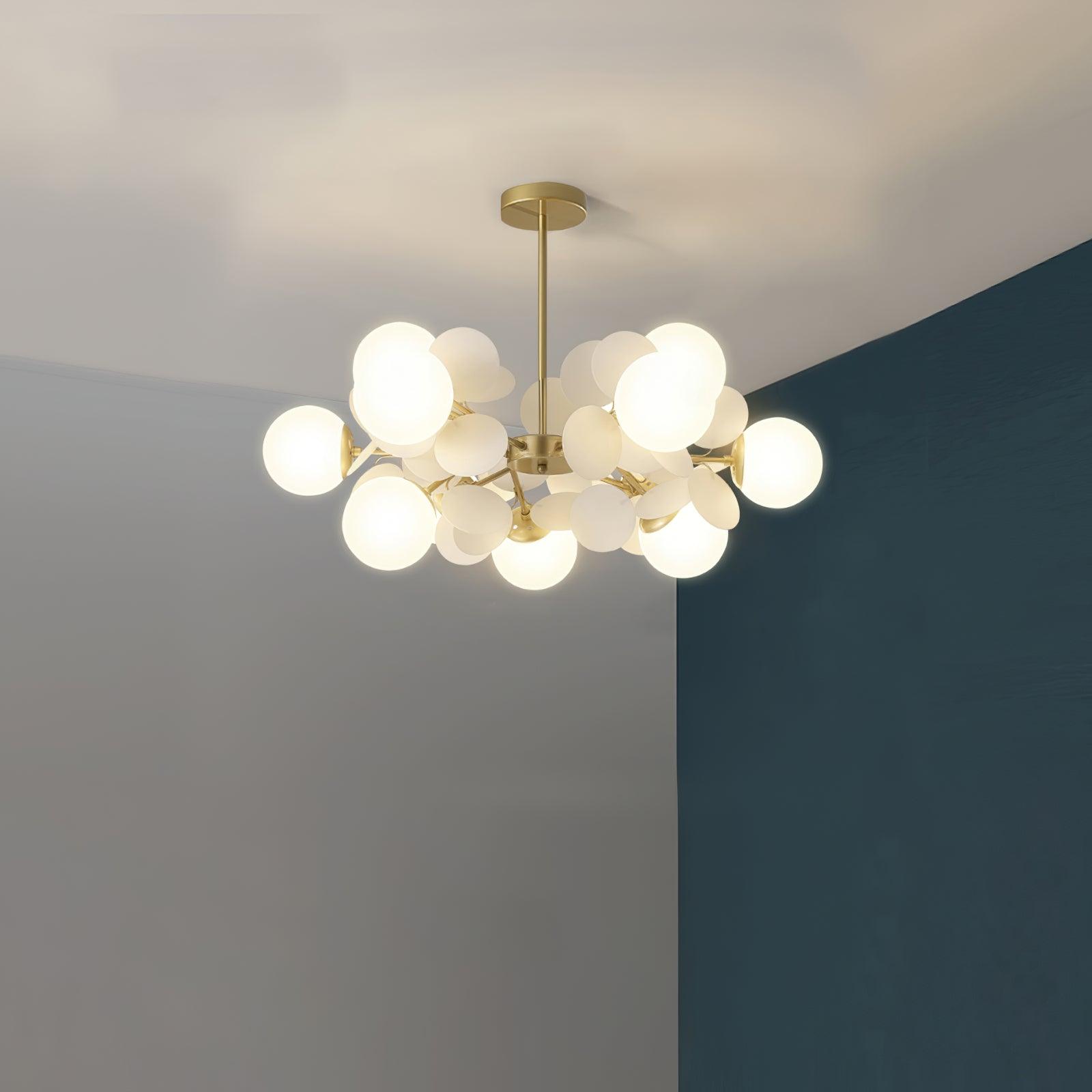 Lustra Chandelier Arbre Blanc Cassé à Huit Abat-jours Ouverts - Neutralighting