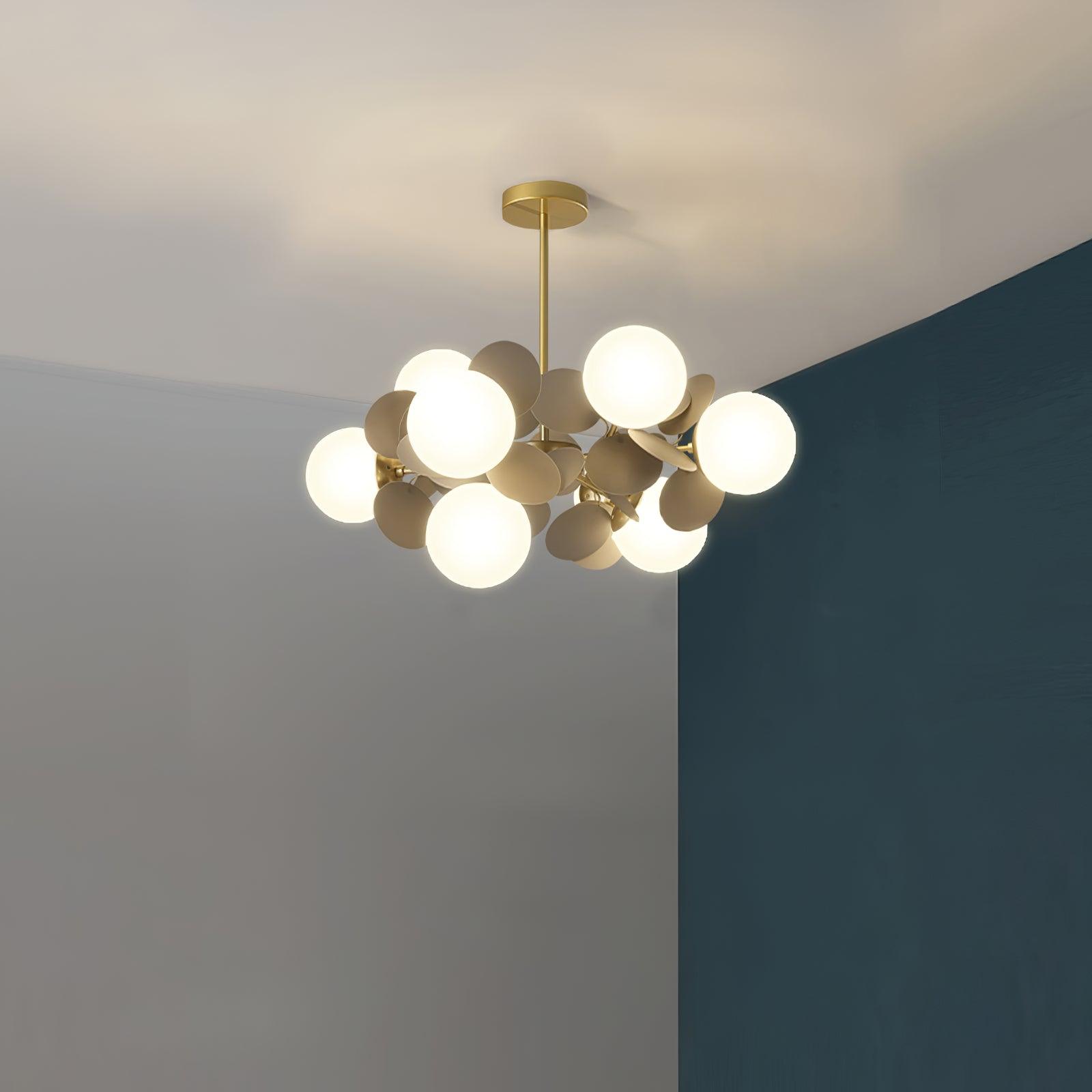 Lustra Chandelier Arbre Blanc Cassé à Huit Abat-jours Ouverts - Neutralighting