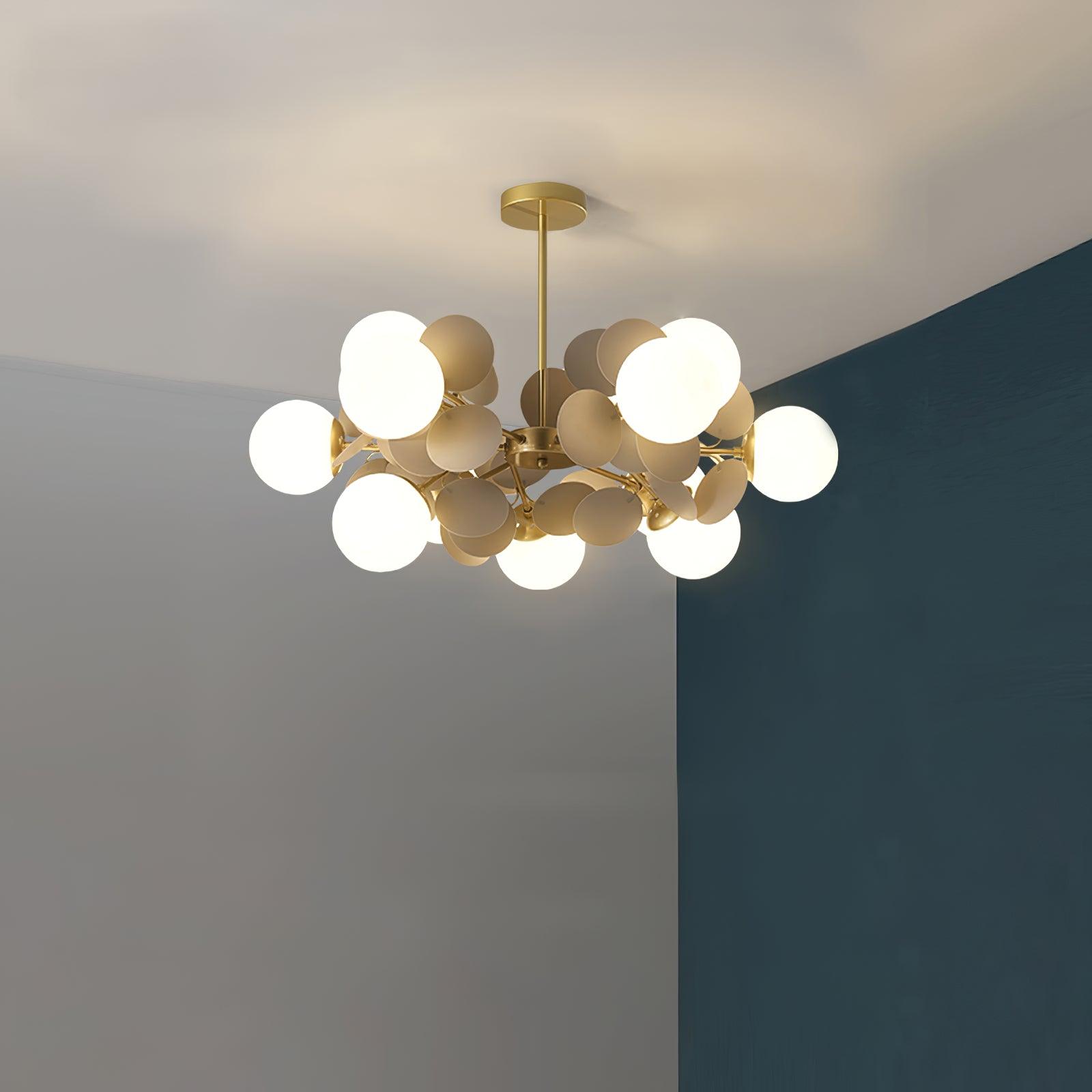 Lustra Chandelier Arbre Blanc Cassé à Huit Abat-jours Ouverts - Neutralighting