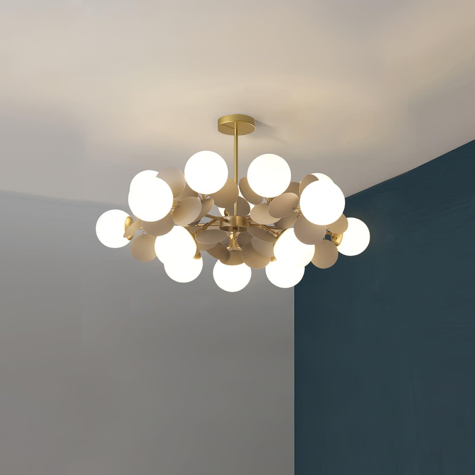 Lustra Chandelier Arbre Blanc Cassé à Huit Abat-jours Ouverts - Neutralighting