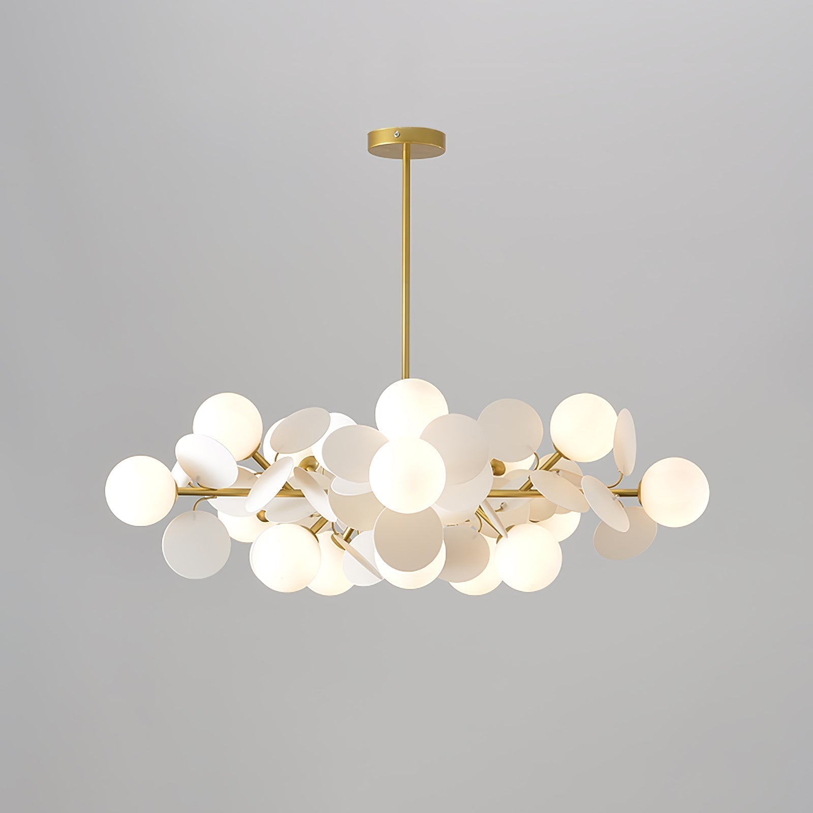 Lustra Chandelier Arbre Blanc Cassé à Huit Abat-jours Ouverts - Neutralighting