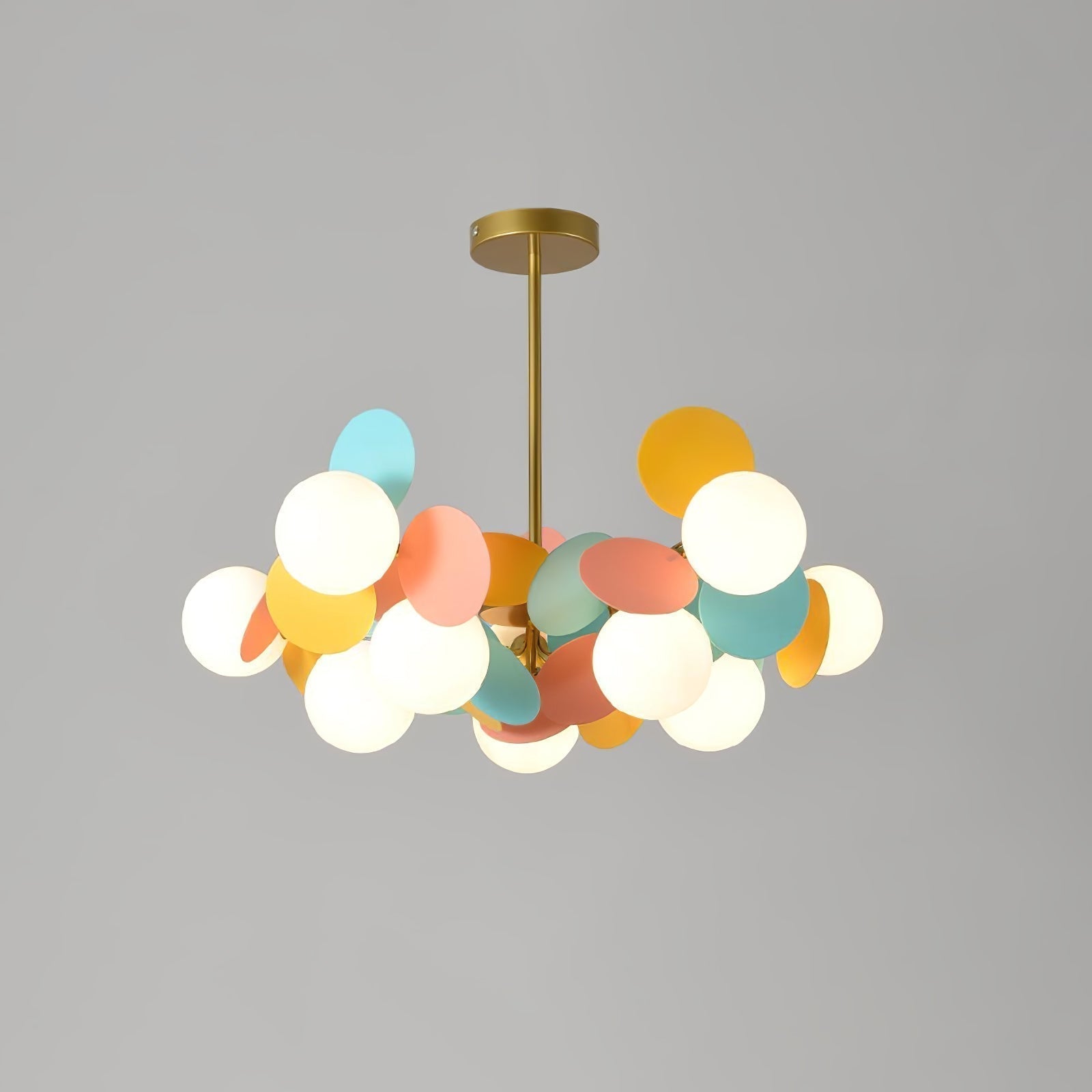 Lustra Chandelier Arbre Blanc Cassé à Huit Abat-jours Ouverts - Neutralighting