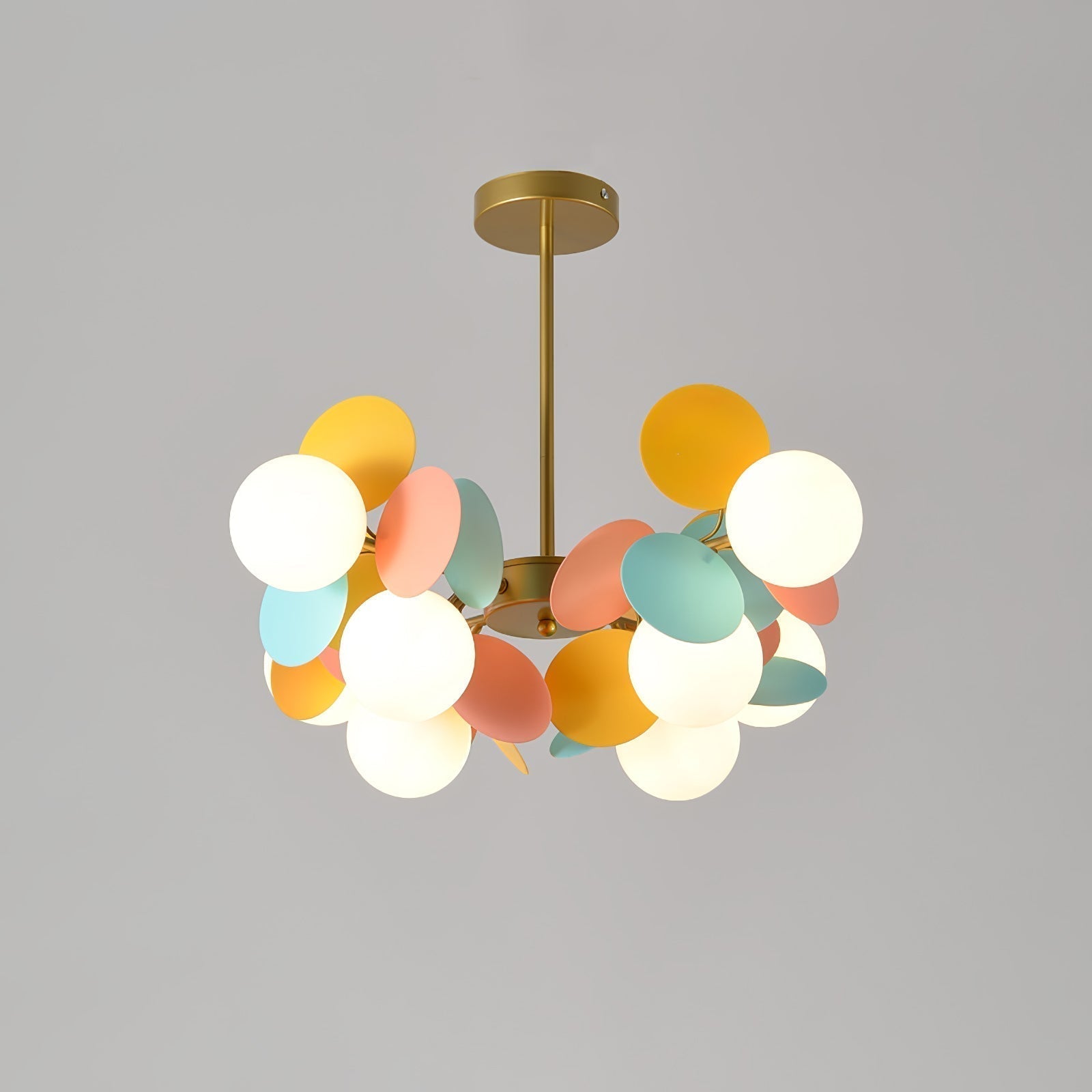 Lustra Chandelier Arbre Blanc Cassé à Huit Abat-jours Ouverts - Neutralighting