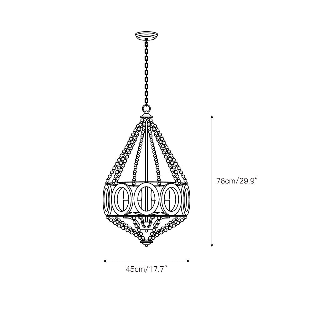 Zasorila Vintage Wooden Metal Chandelier - Lamp Copper