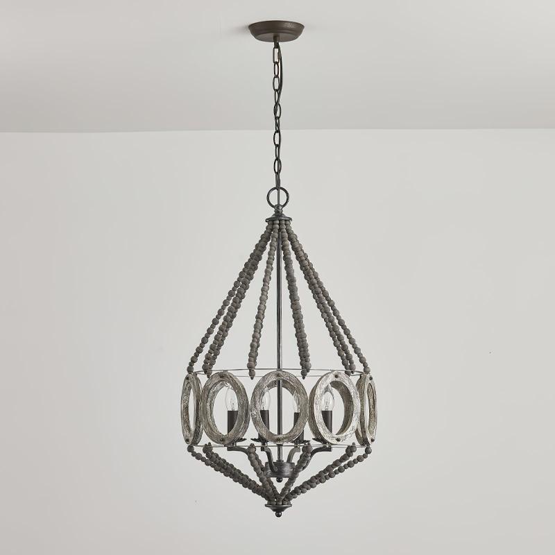 Zasorila Vintage Wooden Metal Chandelier - Lamp Copper