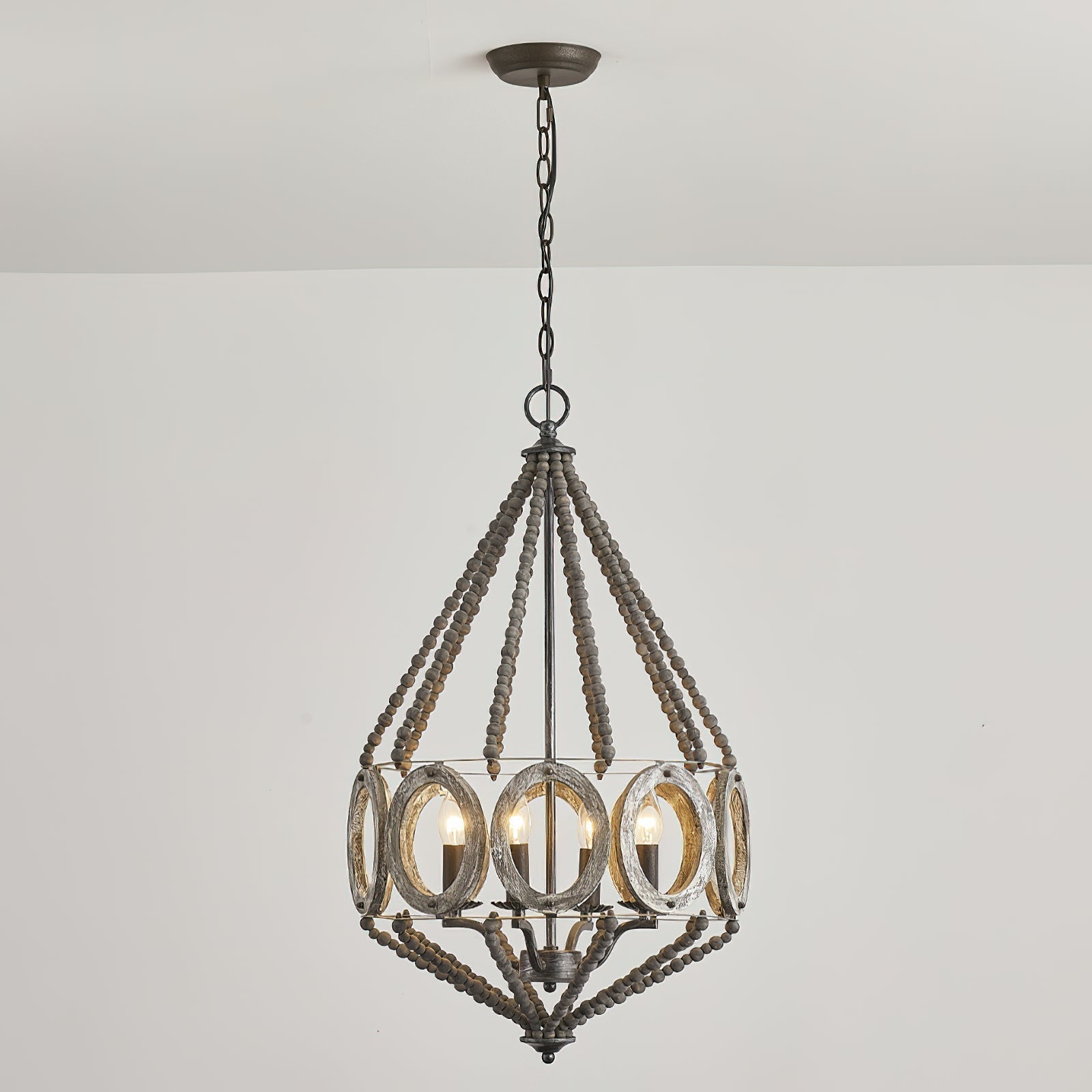 Zasorila Vintage Wooden Metal Chandelier - Lamp Copper