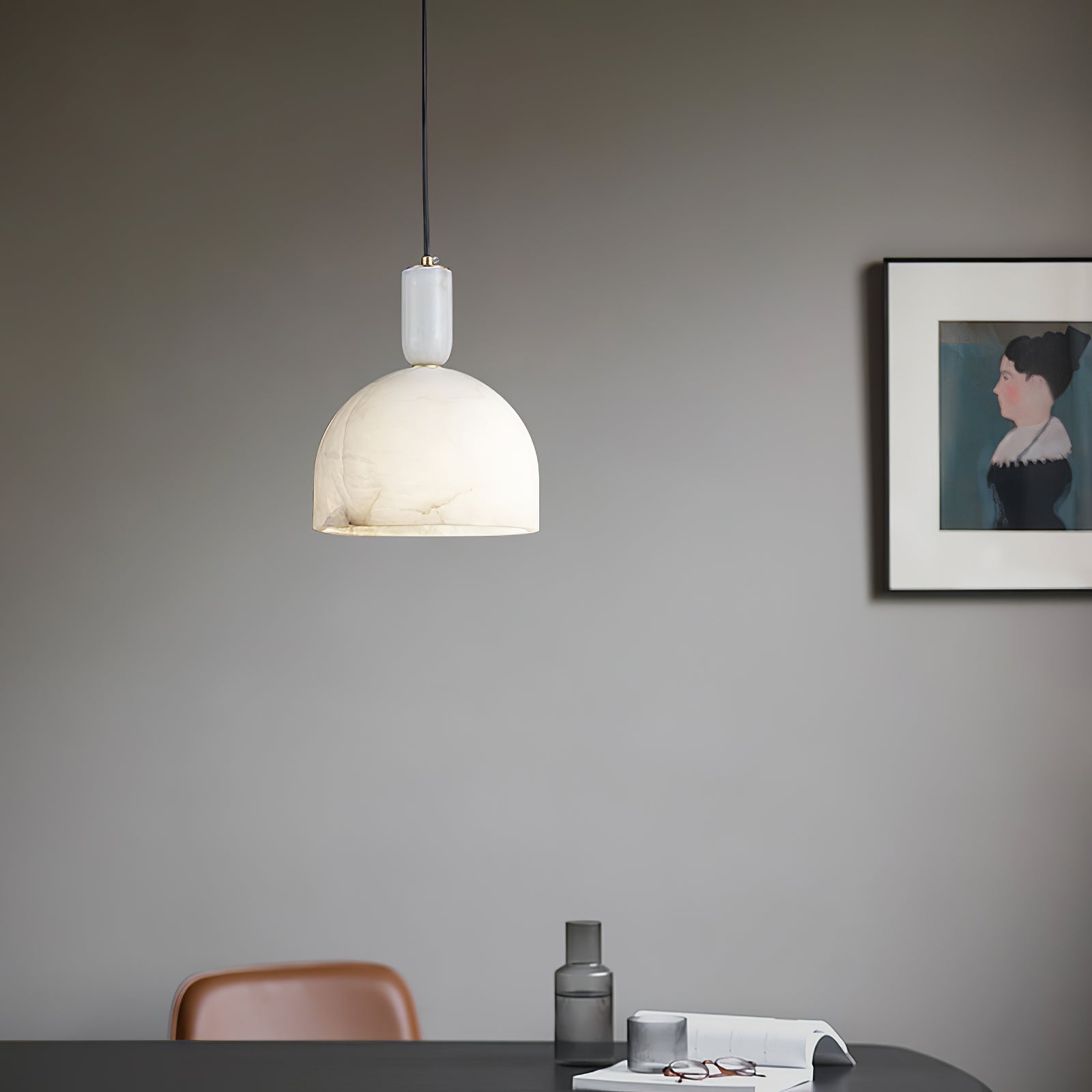 Ulcaris Modern Minimalist Alabaster Pendnat Light - Lamp Copper
