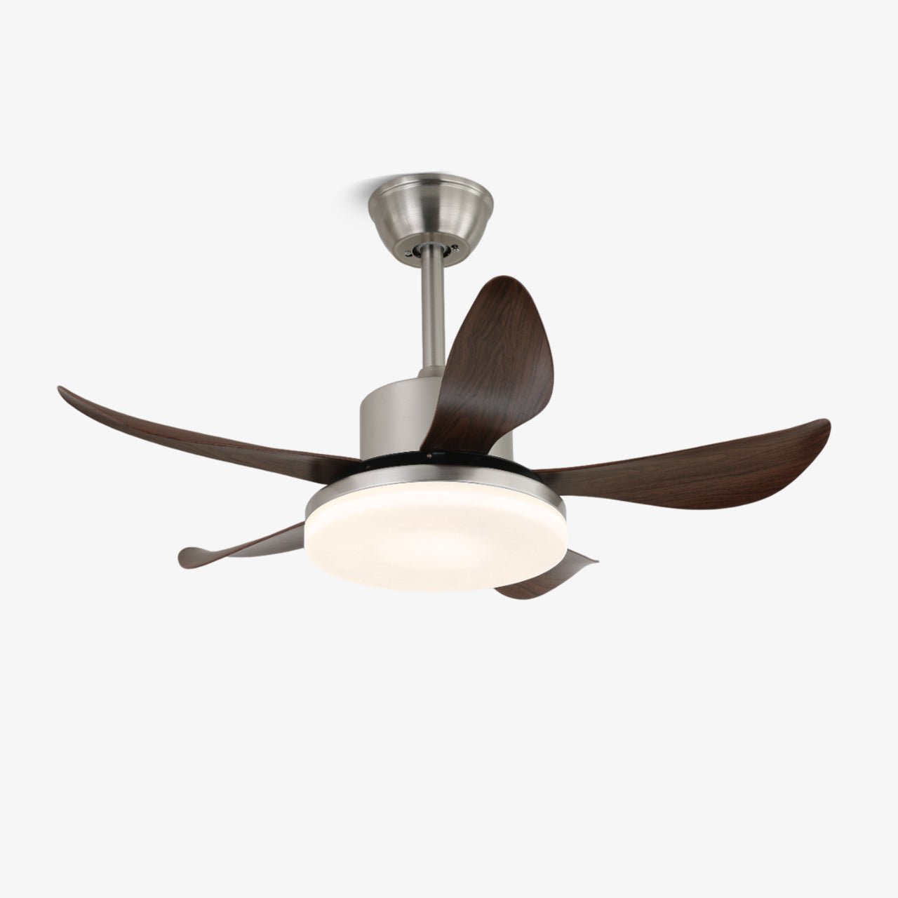 Plafonnier ventilateur Nerra moderne en bois avec pales en noyer