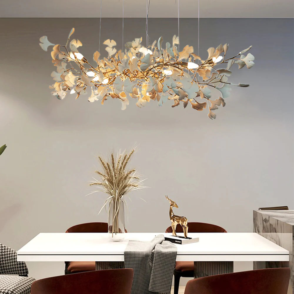 Davor Lustre Suspension Feuille Artistic Design. Métal/Céramique. Blanc. Salon - Neutralighting