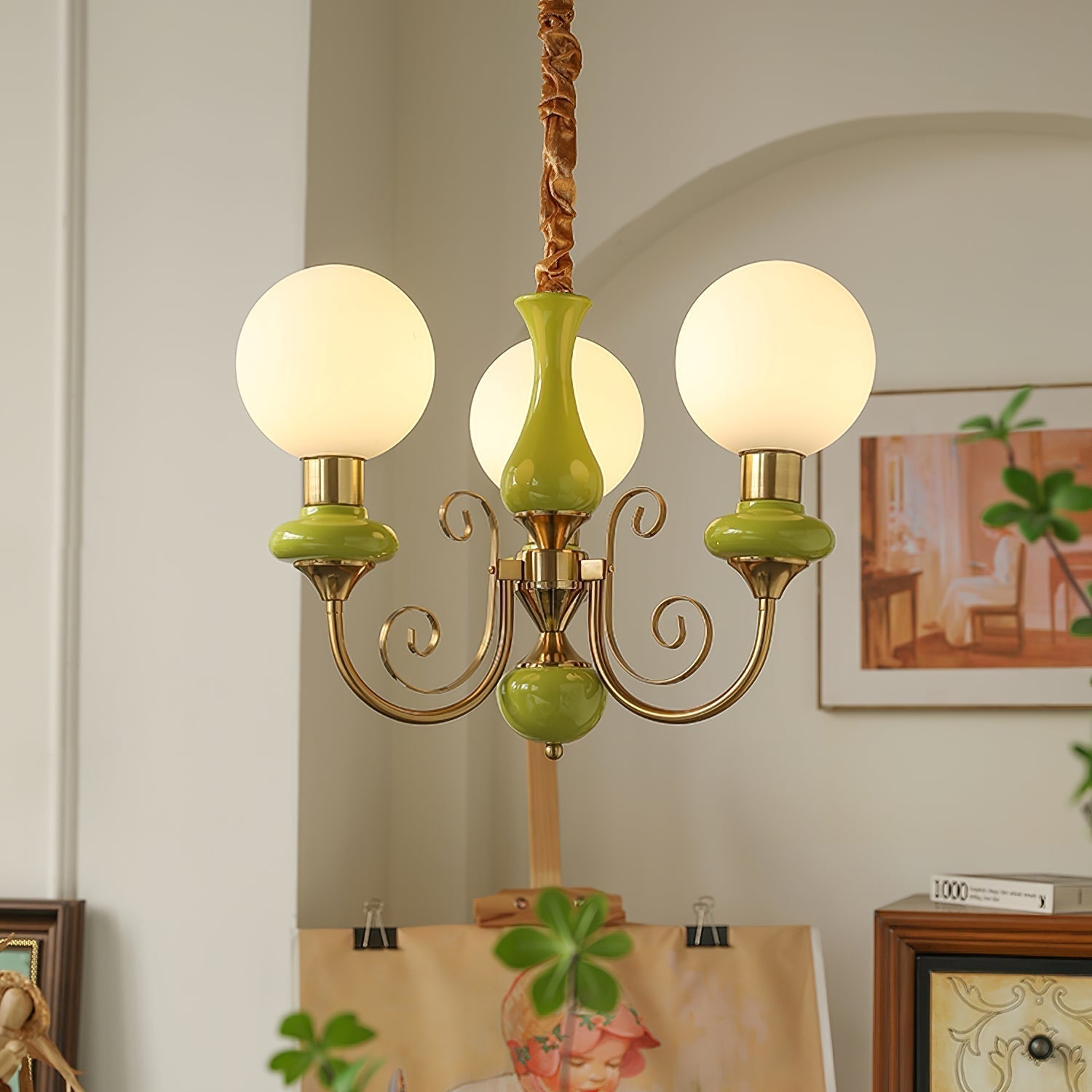 Evsolia Premium Nordic Art Onyx Glass Chandelier - Lamp Copper