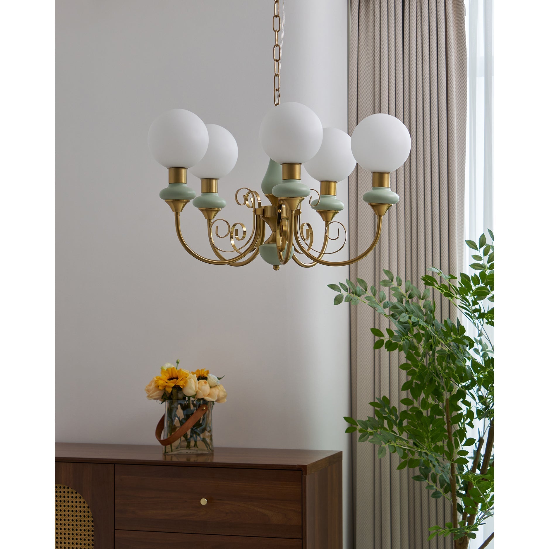 Evsolia Premium Nordic Art Onyx Glass Chandelier - Lamp Copper