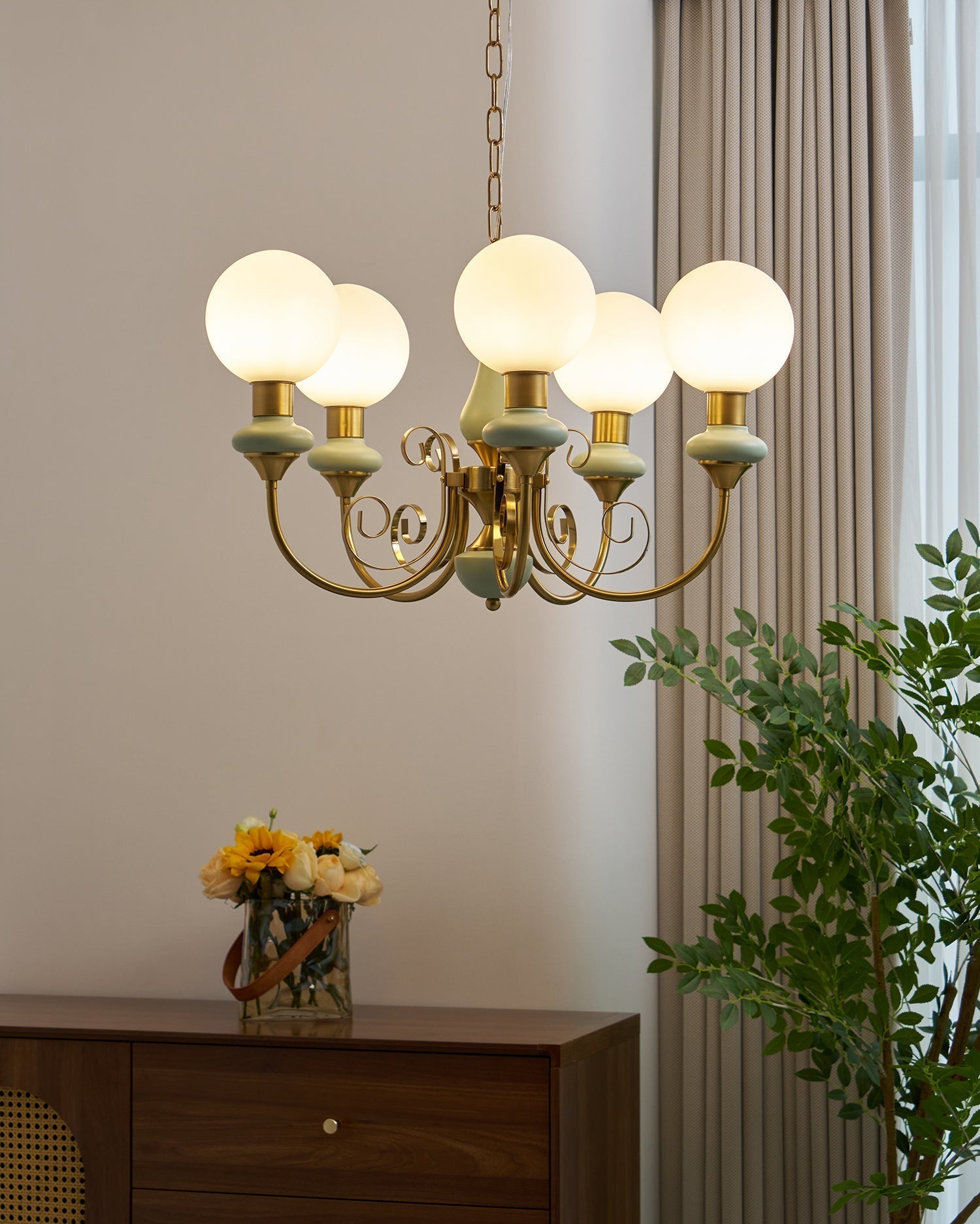 Evsolia Premium Nordic Art Onyx Glass Chandelier - Lamp Copper
