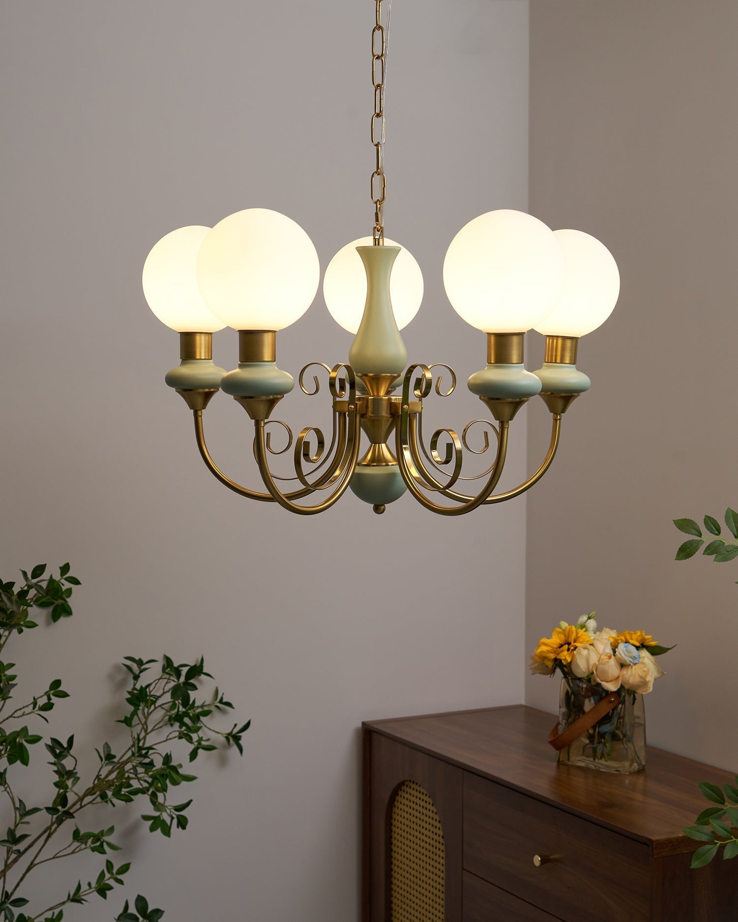 Evsolia Premium Nordic Art Onyx Glass Chandelier - Lamp Copper