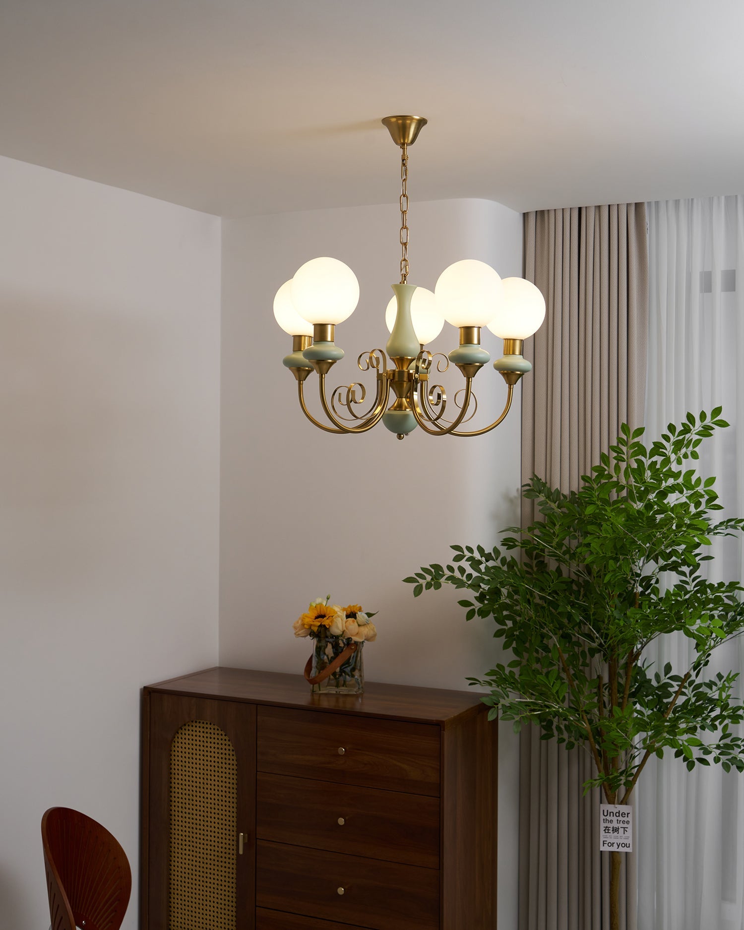 Evsolia Premium Nordic Art Onyx Glass Chandelier - Lamp Copper
