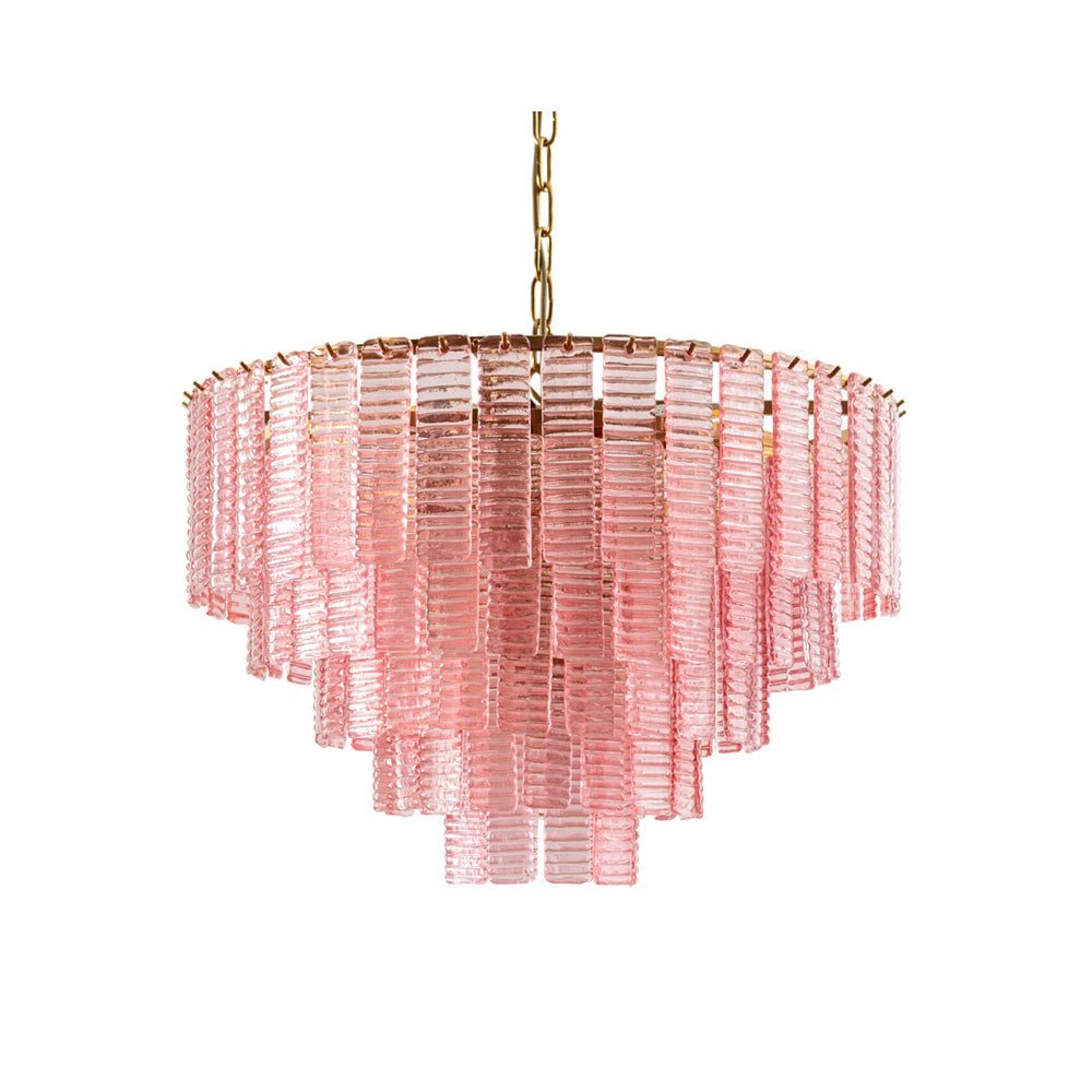 Aurora Chandelier Pink Murano Glass Layered Vintage Luxury - Letslighting