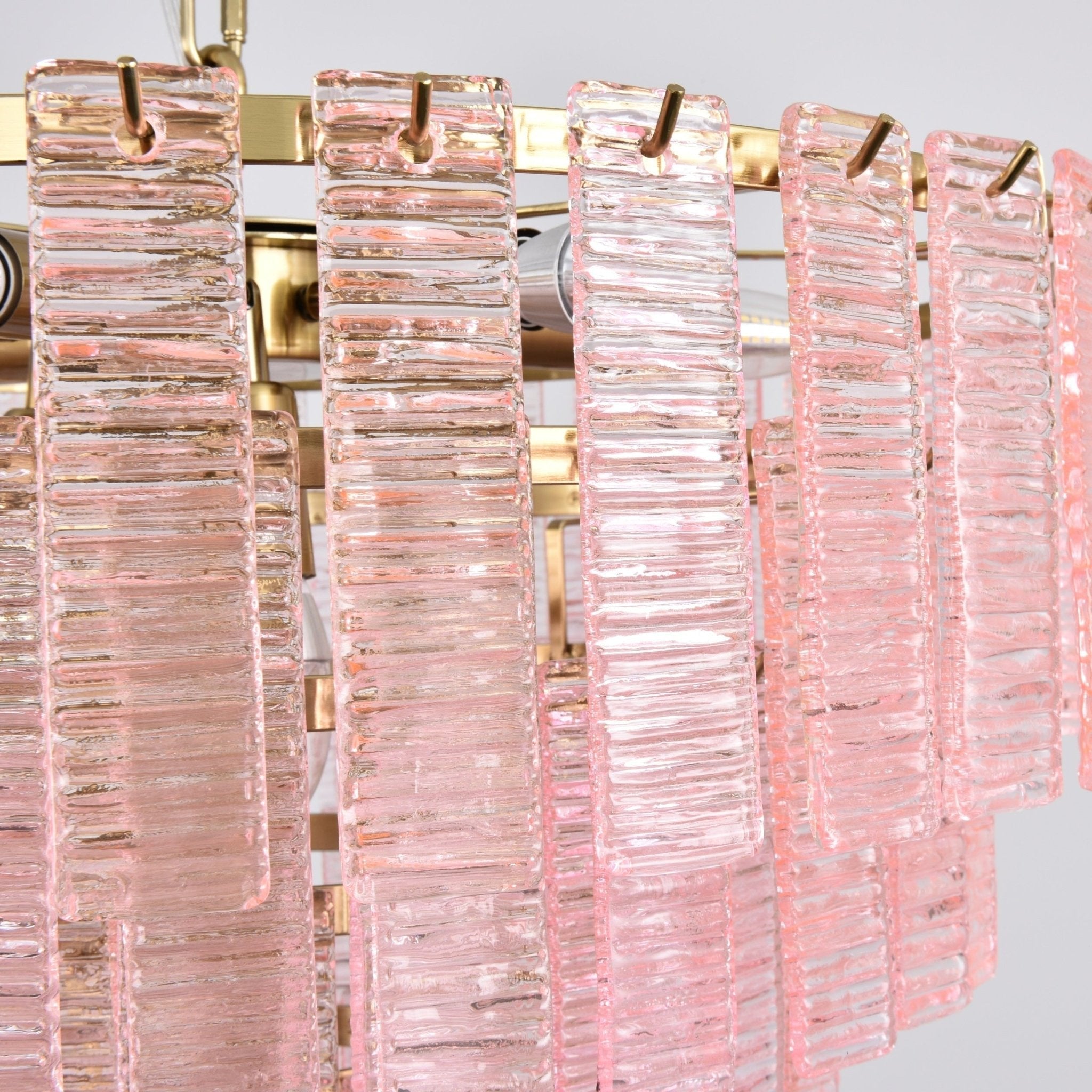 Aurora Chandelier Pink Murano Glass Layered Vintage Luxury - Letslighting