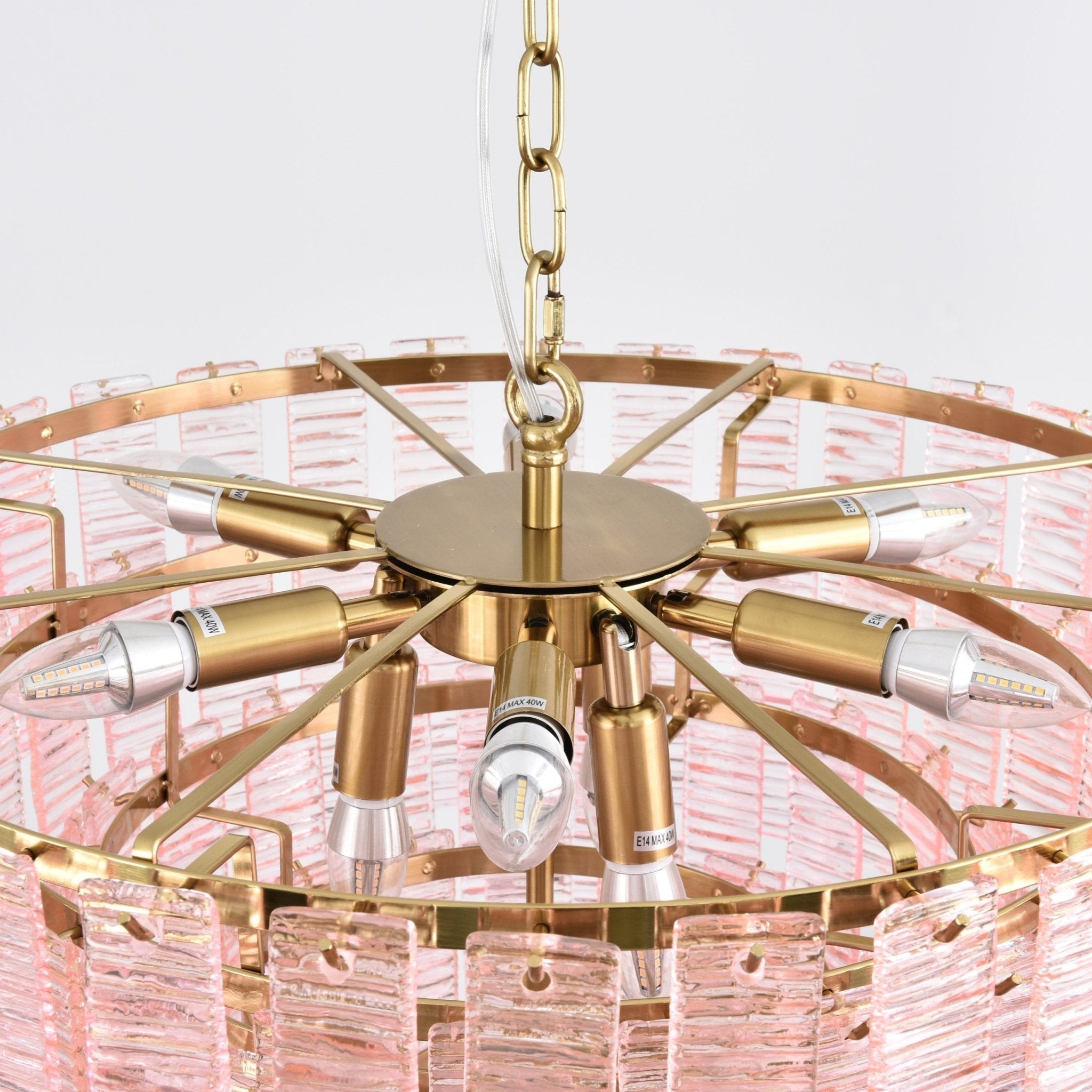 Aurora Chandelier Pink Murano Glass Layered Vintage Luxury - Letslighting