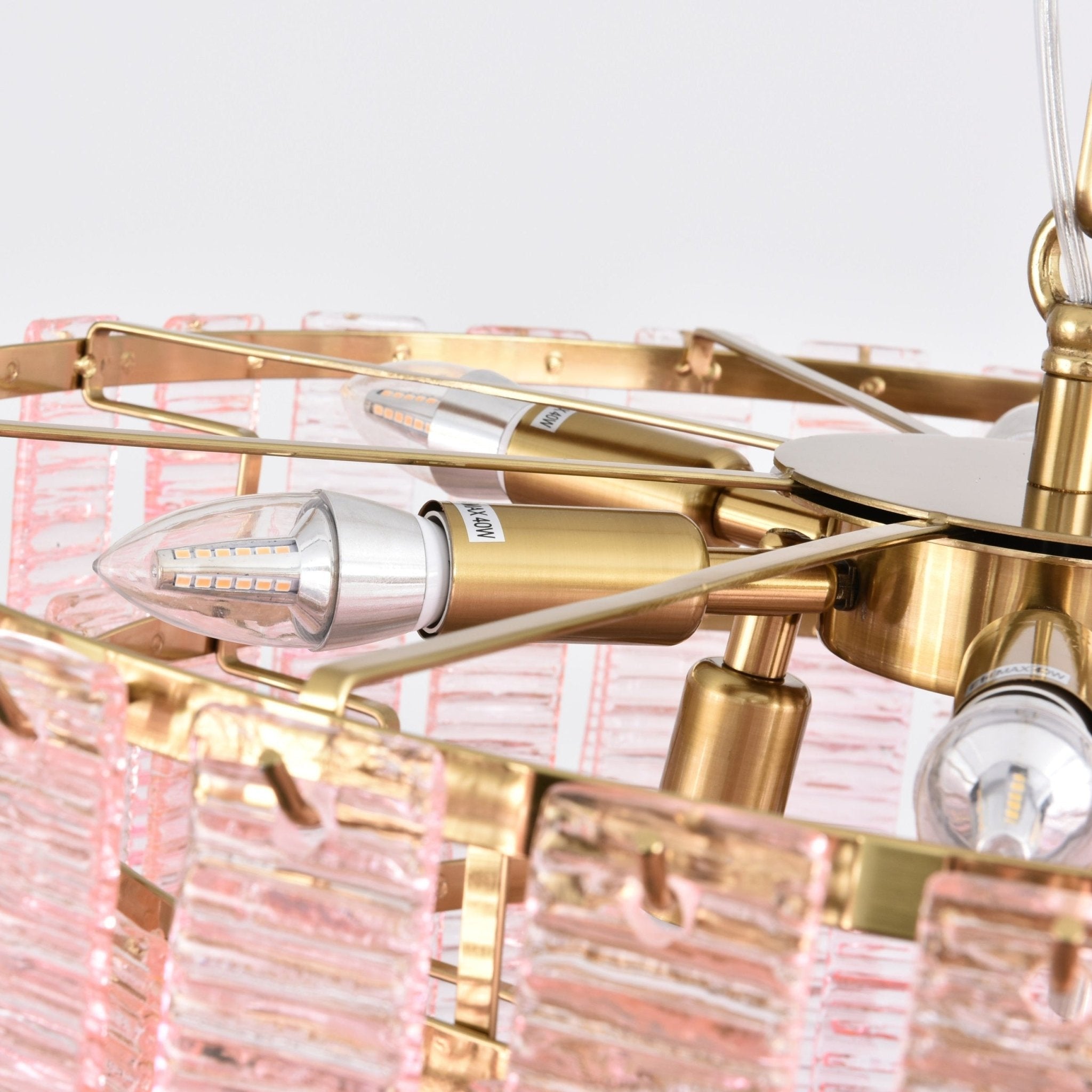 Aurora Chandelier Pink Murano Glass Layered Vintage Luxury - Letslighting