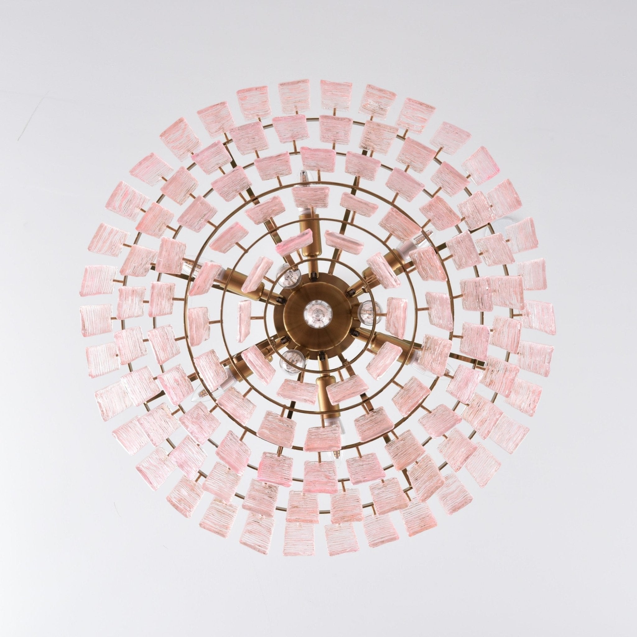 Aurora Chandelier Pink Murano Glass Layered Vintage Luxury - Letslighting