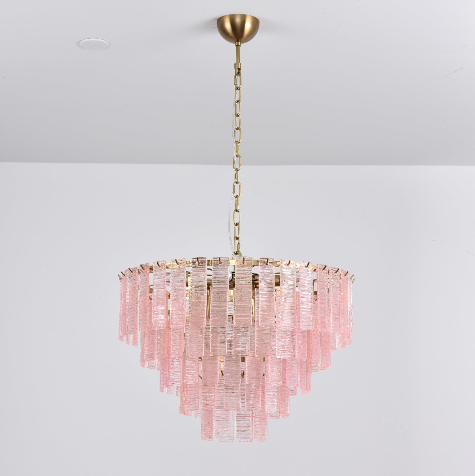 Aurora Chandelier Pink Murano Glass Layered Vintage Luxury - Letslighting